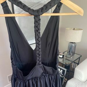 Formal silk black braided dress